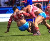 Wrestling during the Naadam Festival