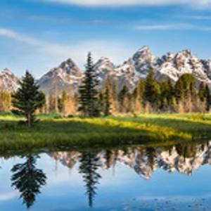 A Mountain Range with Its Reflection, Grand Teton National Park, USA