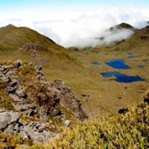 Cerro Chirripo hiking trail and view, the highest mountain in Costa Rica