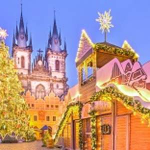 Christmas tree and fairy tale Church of our Lady Tyn in Prague, Czech Republic - CULTURE