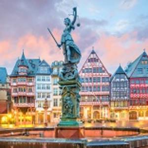 Enchanting Travels Germany Tours Old town square romerberg in Frankfurt, Germany at twilight