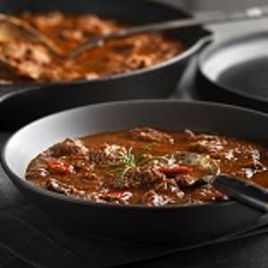 Served of portion of traditional Beef stew - goulash