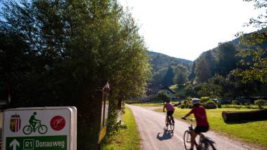 Cycling along the Danube, cycle sign, Austria