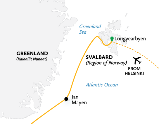 ARC-UAV-13D2025: Ultimate Arctic Voyage: From Svalbard to Jan Mayen to Iceland - 13 Day Map