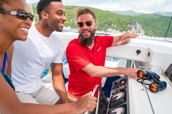 Sunsail guests with skipper