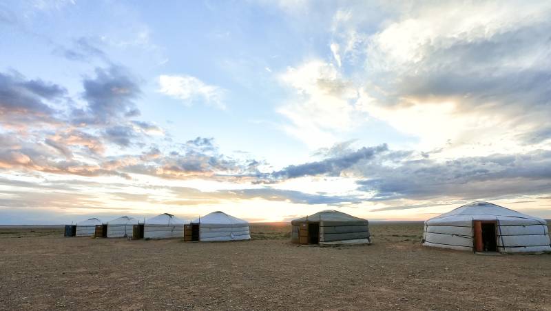 Mongolian Gers at the Bayan Gobi Sand Dunes, Mongolia