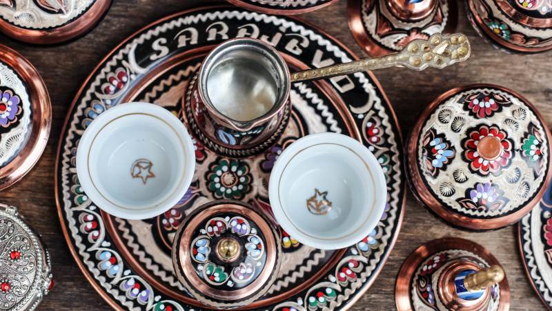 Traditional handcrafted copper coffee pots, Sarajevo