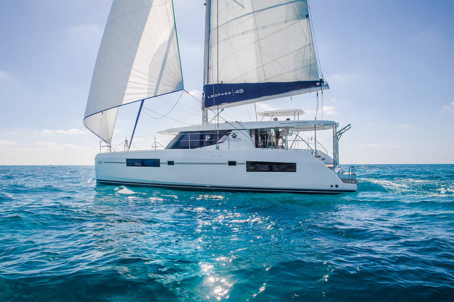Leopard catamaran 45 under sail