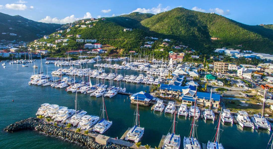 Leopard catamarans at charter base in Tortola