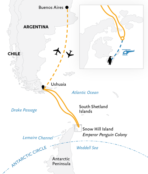 皇帝企鵝探尋:雪丘島探險 route map
