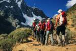 Team trekking in Cordiliera Huayhuash, Peru, South America