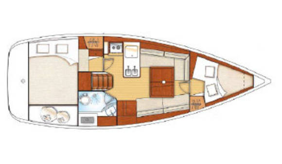 Floor plan of Oceanis 311 - 2 cabin