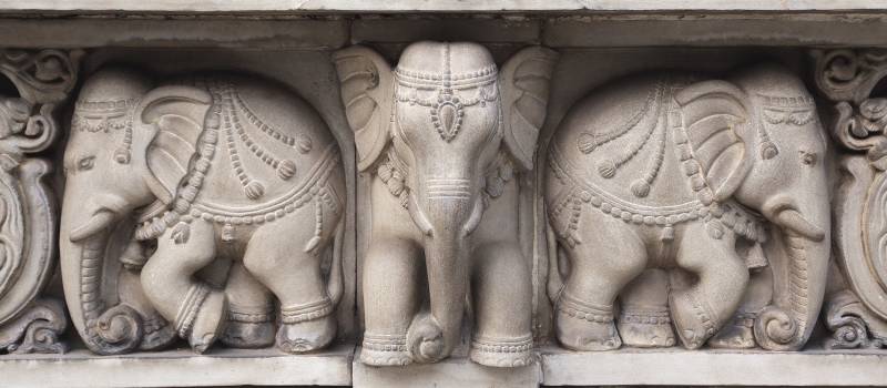 Detail: Elefantenstatue in Kalkutta, Ostindien