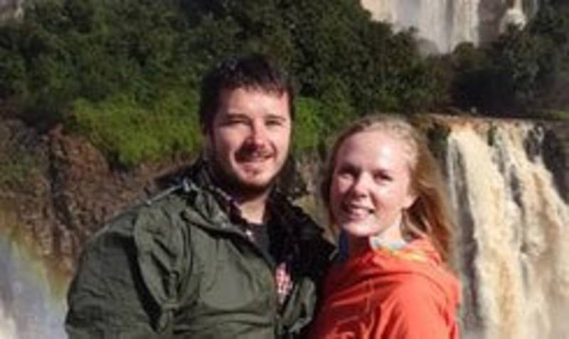 Our guests in frot of a waterfall in South America