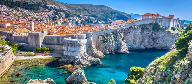 Aerial view at famous european travel destination in Croatia, Dubrovnik old town