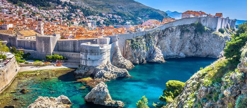Aerial view at famous european travel destination in Croatia, Dubrovnik old town