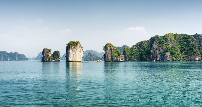 Azure water of the Ha Long Bay at the Gulf of Tonkin of the South China Sea, Vietnam, Asia