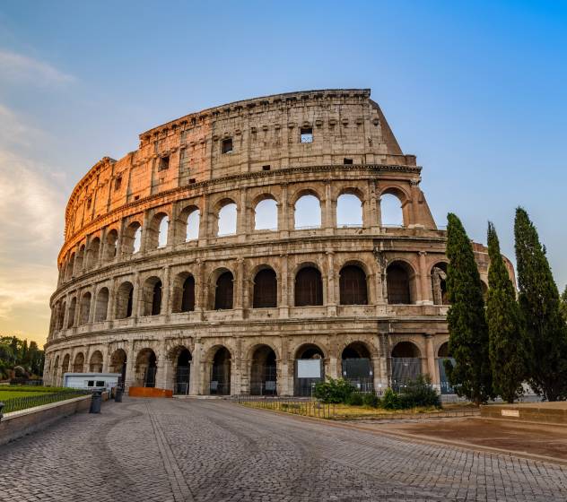 Rome Italy sunrise city skyline at Colosseum Coliseum, Europe Tours - Summer is the best time to visit Europe