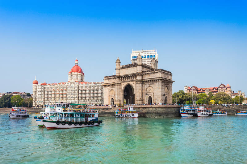 Enchanting Travels India Tours - Gateway of India and boats as seen from the Mumbai Harbour