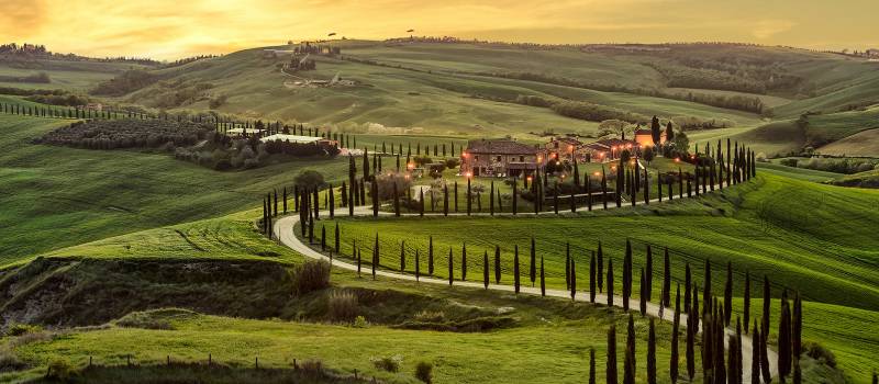 Enchanting Travels Italy Tours Tuscany, Crete Senesi rural sunset landscape