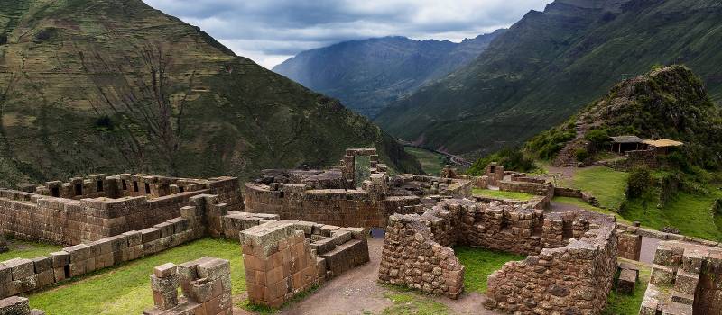 Enchanting Travels Peru Tours Sacred Valley View of Inca Ruins near the town of Pisac in the Sacred Valley,