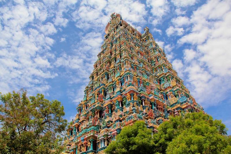 Ansicht des Meenakshi-Tempels in Madurai