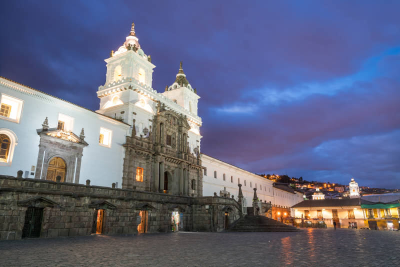 Plaza de San Francisco in old town Quito, Ecuador