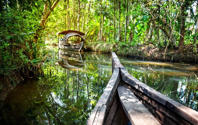 Hausboot in den Kerala Backwaters bei Kochin
