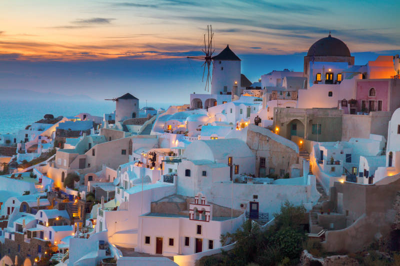 Oia village at dusk - Greece vacation