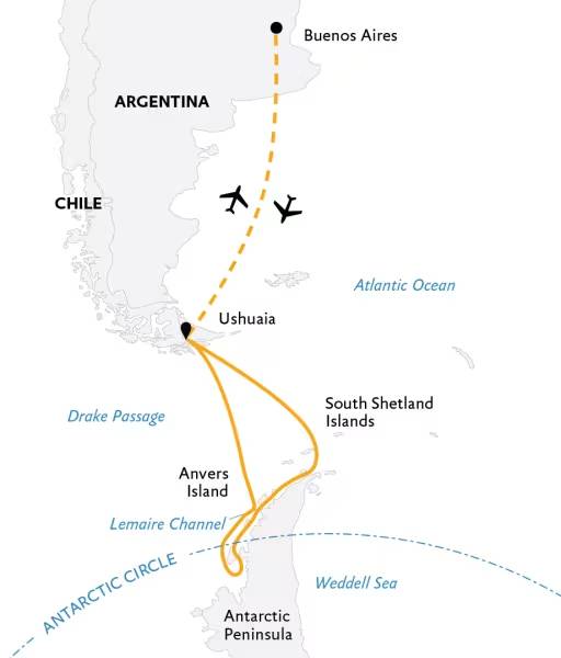 Antarctica by Helicopter: Crossing the Circle and the Peninsula