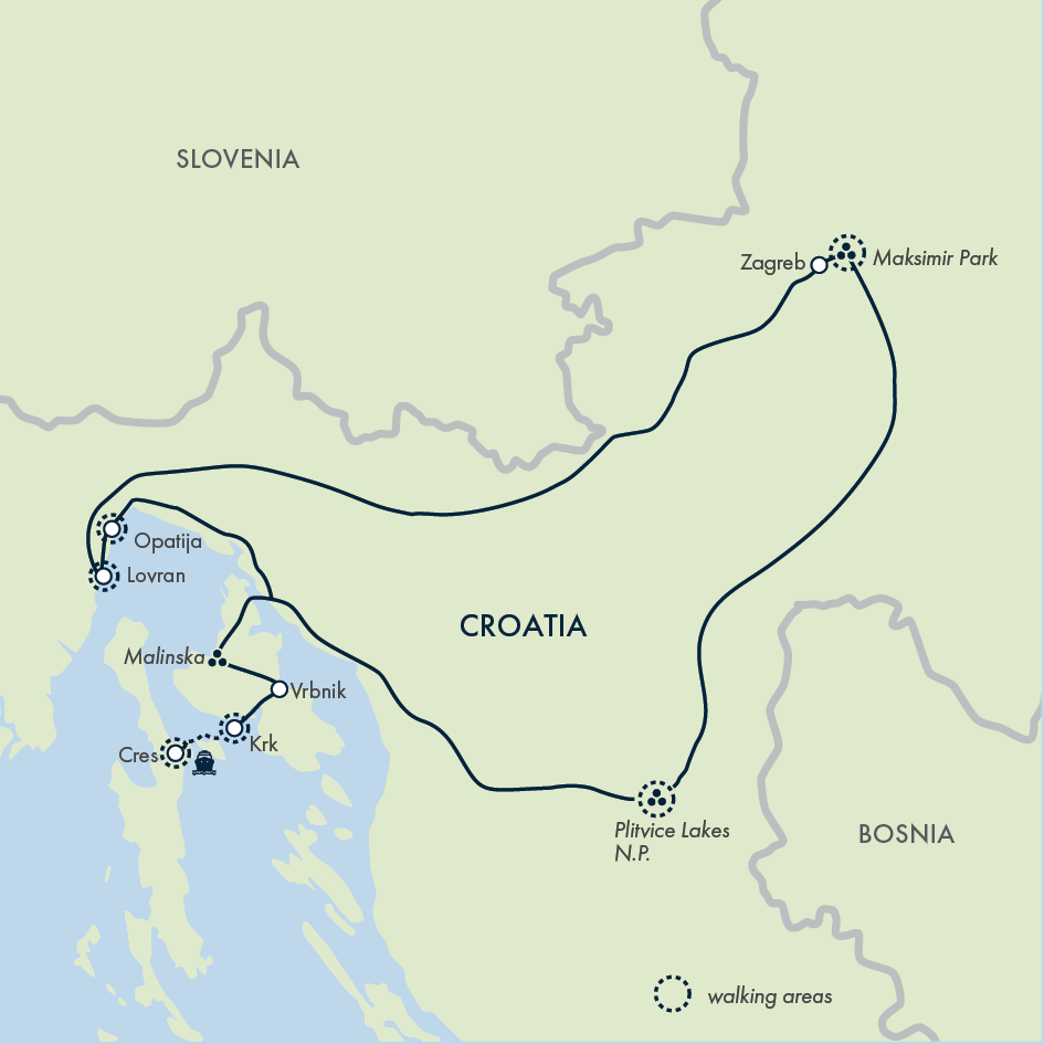Walking North Croatia’s Islands & Lakes