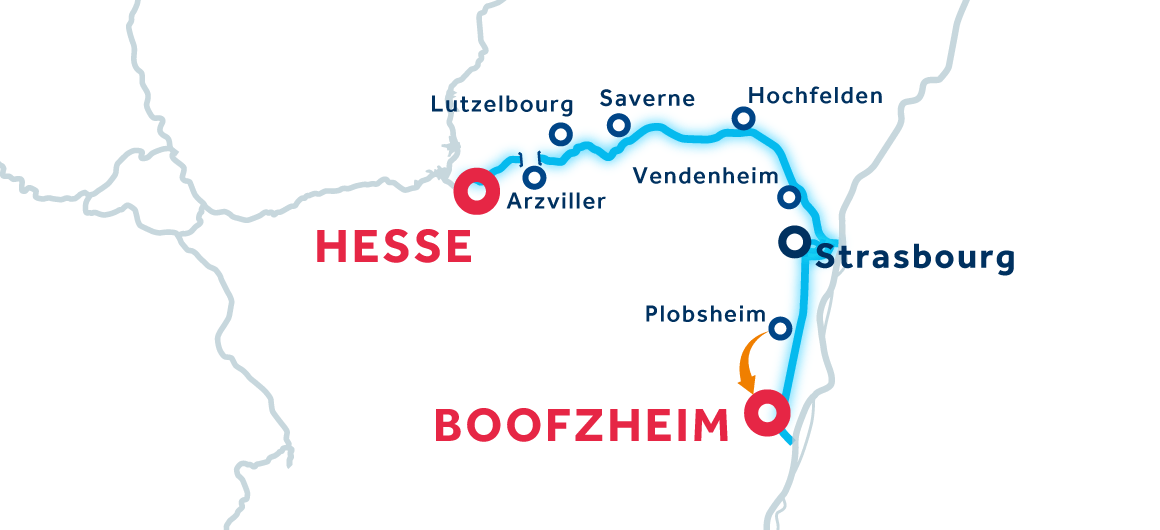 Mappa dell'itinerario da Plobsheim a Boofzheim