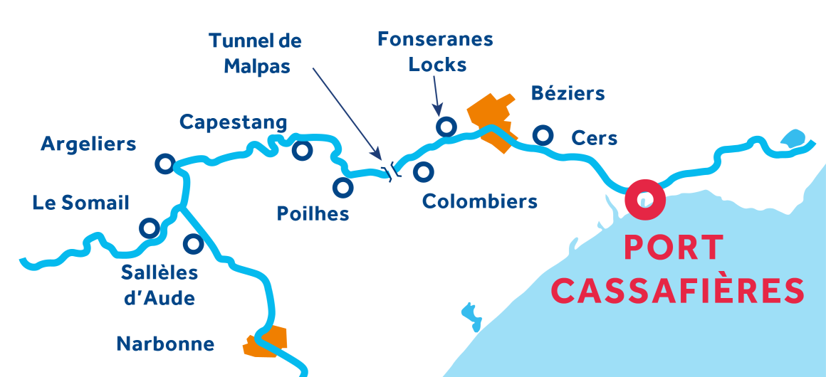 Portcassafieres-RETURN-7-Night-Itinerary-Map
