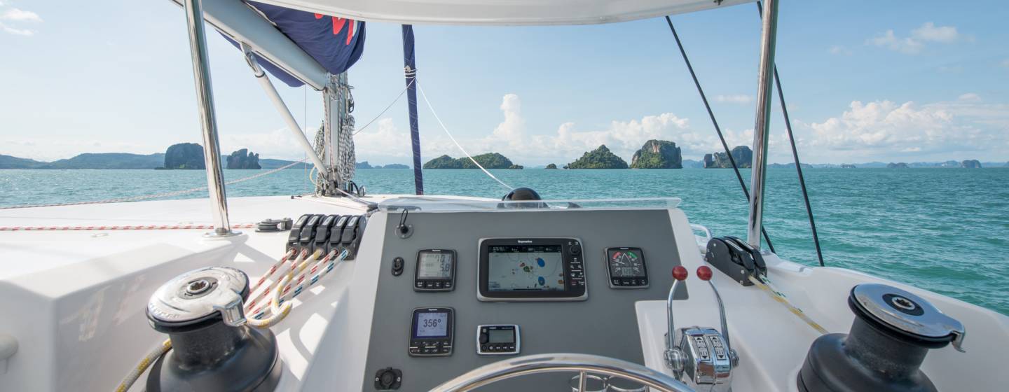 Moorings yacht front view