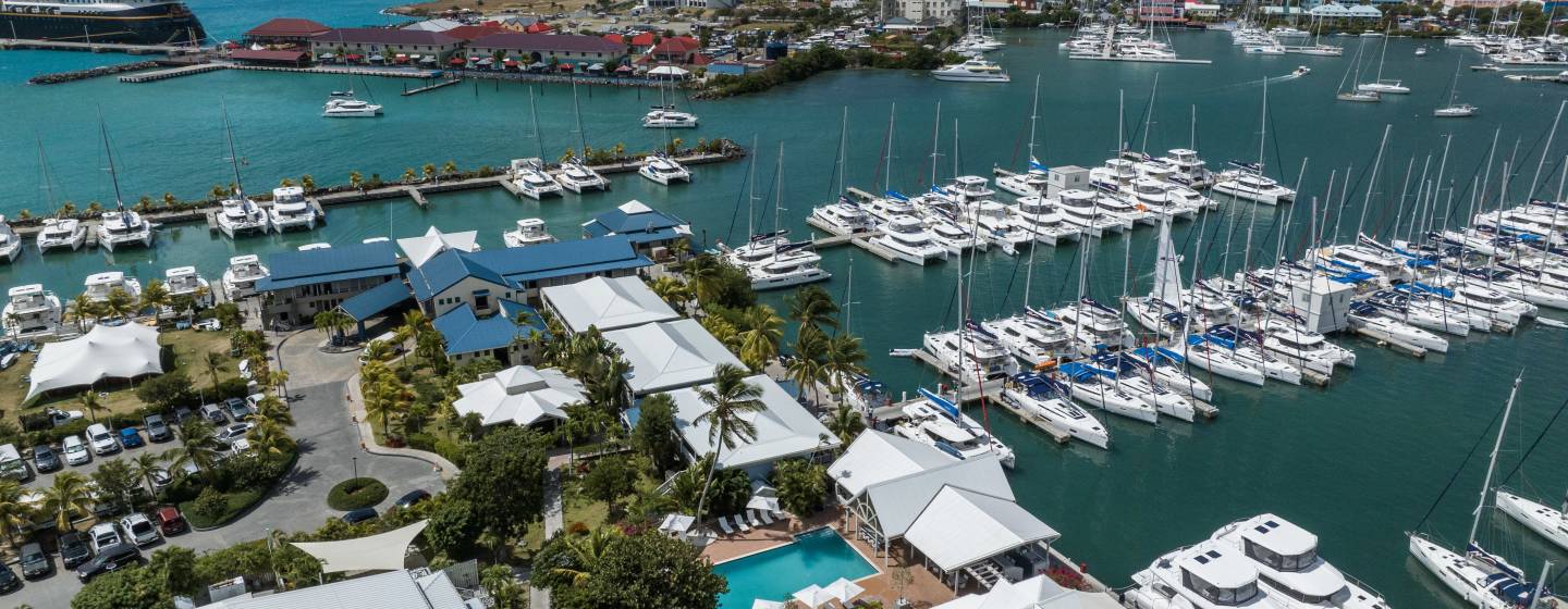 Aerial View of The Moorings marina in Tortola