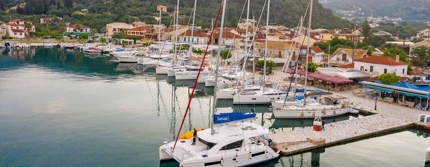 Sunsail Catamaran Anchored at Corfu Island Greece