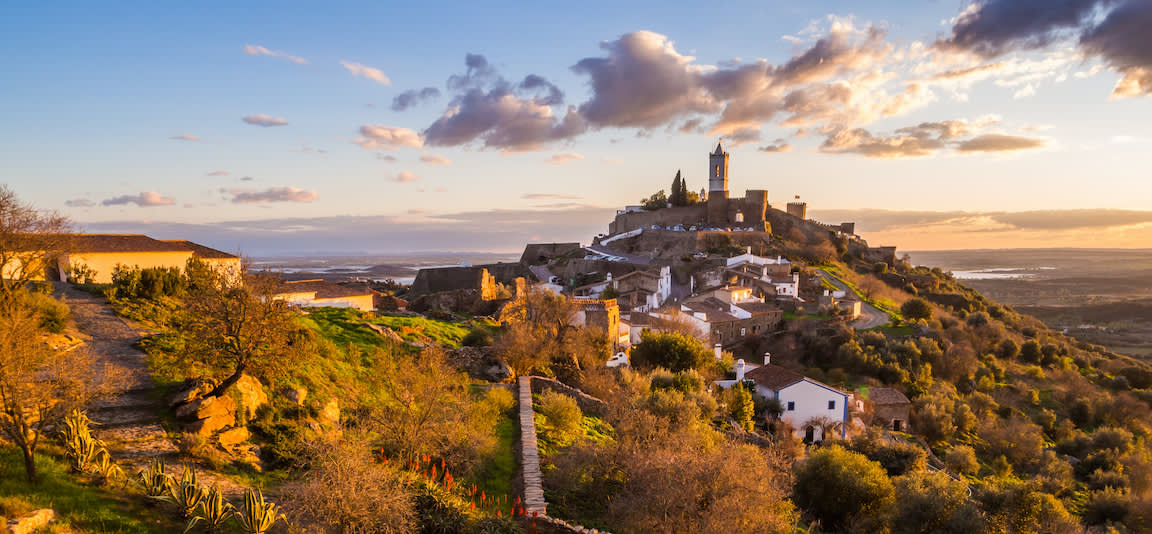 Monsaraz in Alentejo region, Portugal, at sunset.