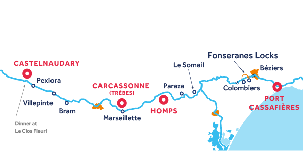 7-Night Canal du Midi Itinerary: Castelnaudary to Port Cassafières
