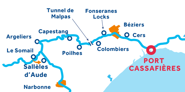 7-Night Canal du Midi Itinerary: Port Cassafières via Narbonne Return
