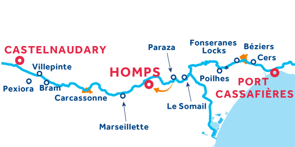 7-Night Canal du Midi Itinerary: Port Cassafières to Castelnaudary