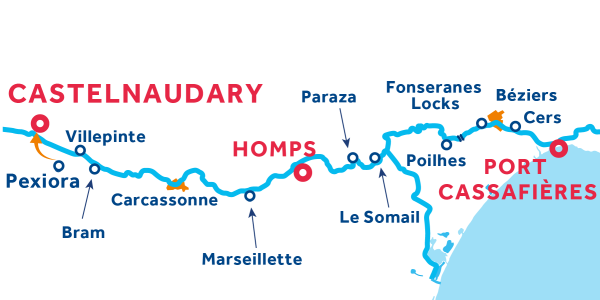 7-Night Canal du Midi Itinerary: Port Cassafières to Castelnaudary