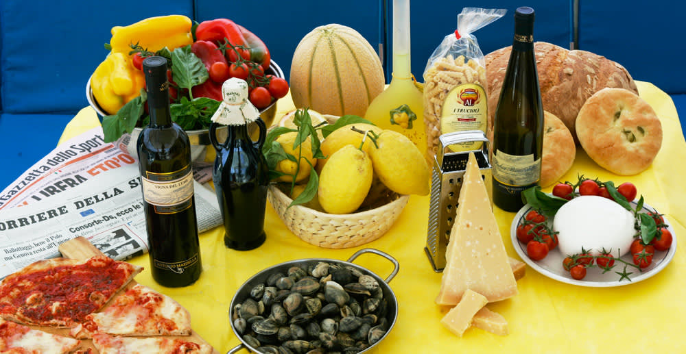 Table of food and wine