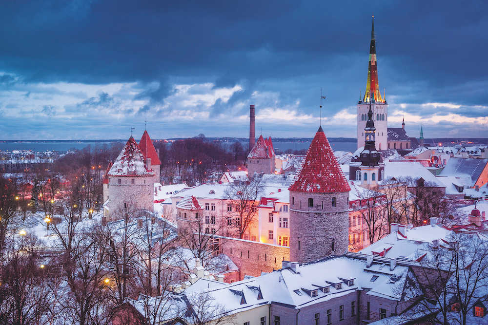 Winter cityscape in Tallinn