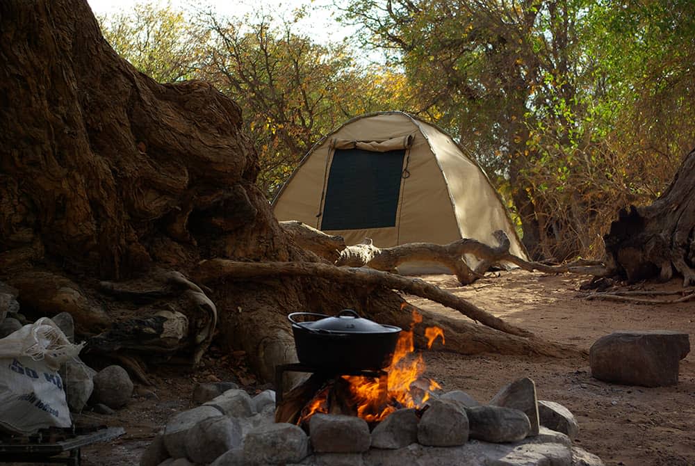 Camping in the African wilderness