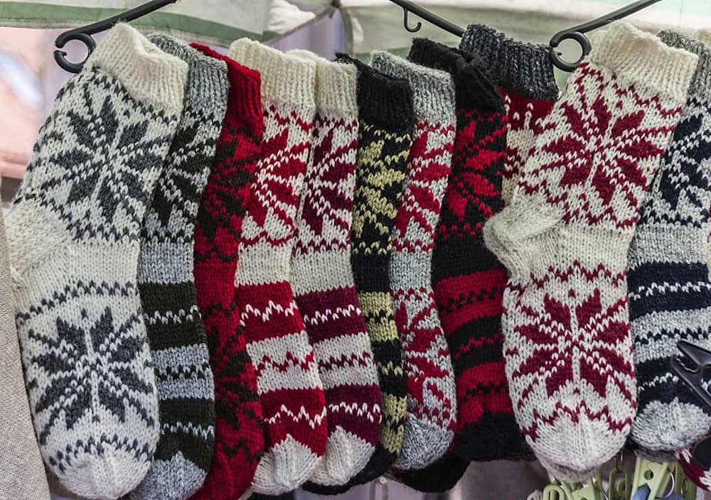 Scandinavian socks on sale at the market