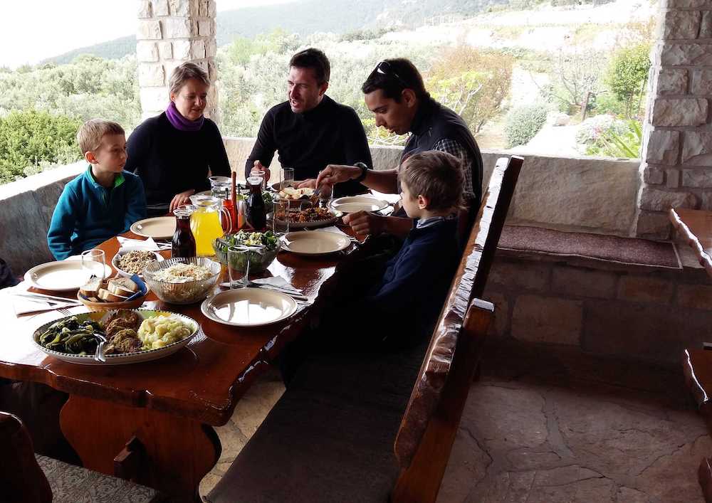 Family lunch on the donkey safari