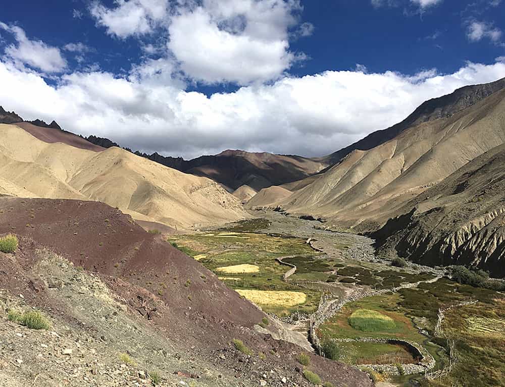 View looking down on Gongmaru La Pass