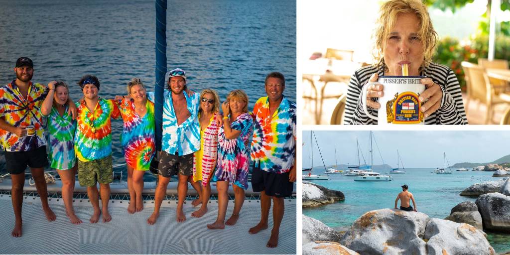 The Moorings guests in the BVI enjoying Painkillers and the Baths