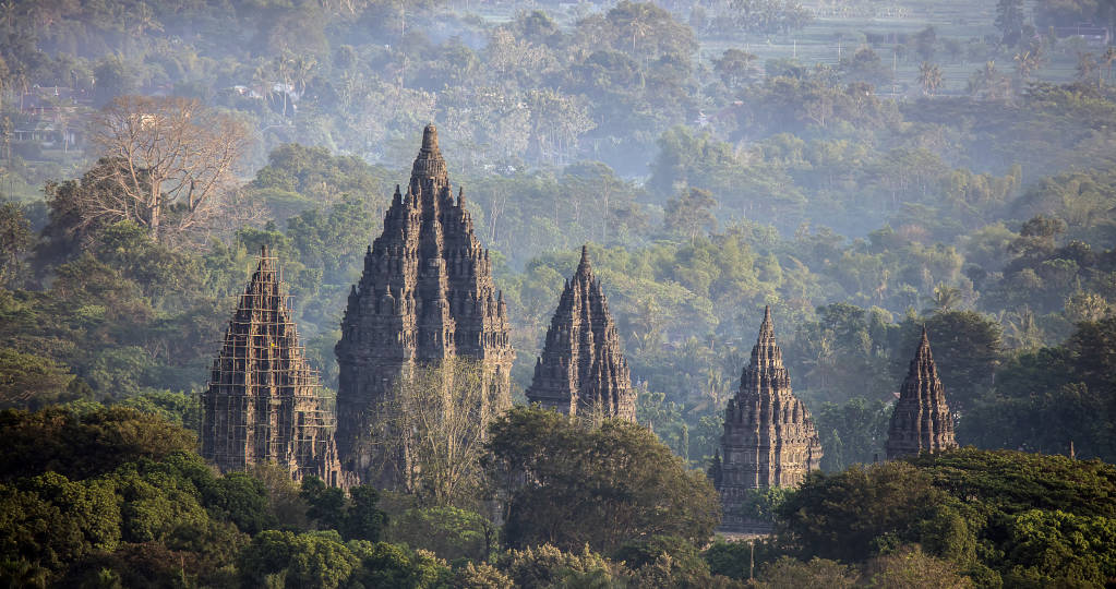 Mystical Prambanan Temple in the Morning, Indonesia, Asia