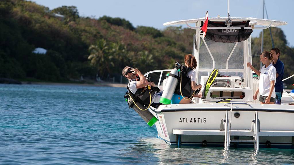 People having diving lessons